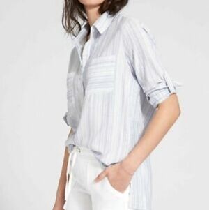Athleta Peninsula Micro Stripe Button Down Shirt